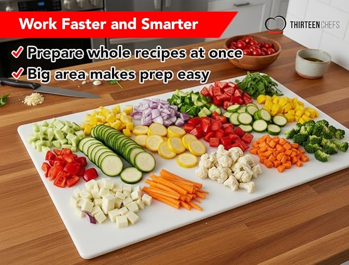 Thirteen Chefs Extra Large 30 x 18 Inch Cutting Board for Meats, Game and Fish – 1/2 Inch Thick HDPP Plastic for Food Service, 10 pounds