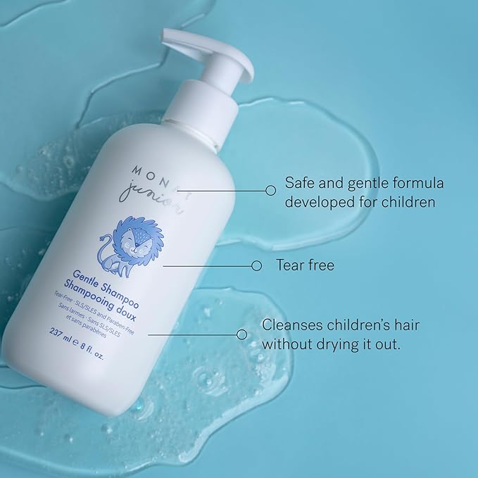 MONAT Junior Gentle 3-in-1 Hair Care System - Shampoo, Conditioner, Detangler for Children (8 fl. oz./6 fl. oz.)