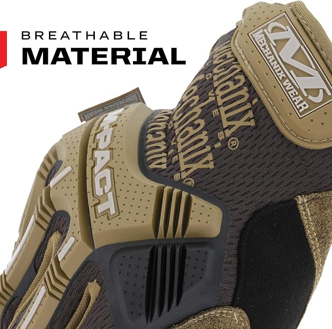 Mechanix Wear: M-Pact Work Gloves with Secure Fit, Work Gloves with Impact Protection and Vibration Absorption, Safety Gloves for Men (Brown, Large)