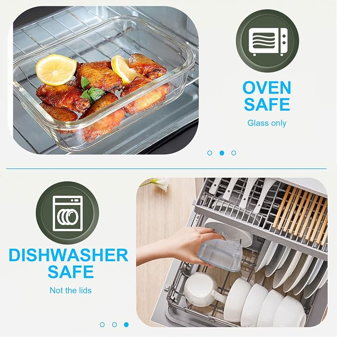 30 Pieces Glass Food Storage Containers Set, Blue | Glass Meal Prep Containers Set, Snap Locking Lids, Airtight Lunch Containers, Microwave, Oven, Freezer & Dishwasher Safe