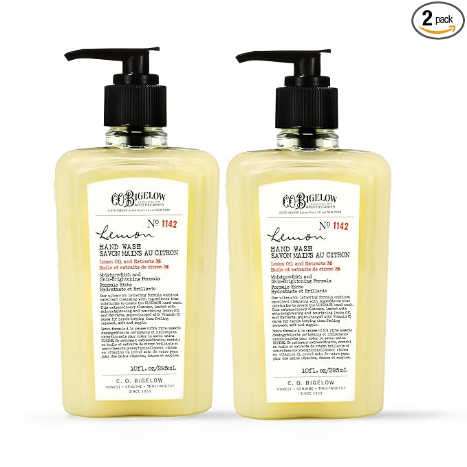 C.O. Bigelow Lemon Hand Wash, Pack of 2 Liquid Hand Soap with Lemon Extract & Aloe Vera, 10 Fl Oz