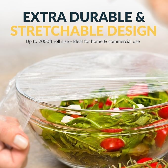 PAMI Plastic Food Wrap 24” x 2000 FT with Slide Cutter – Safe Cling Stretch Film, BPA Free, Microwave & Freezer Safe, Durable Food Storage Wrap for Home & Commercial Use