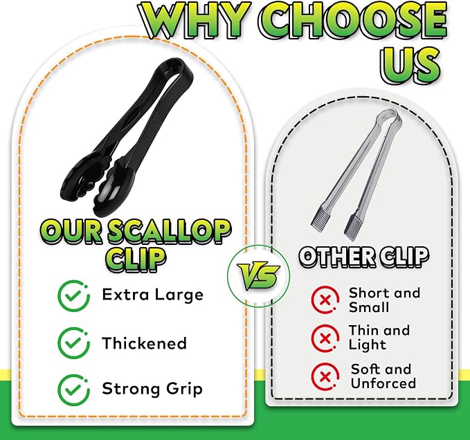 48 Pack Plastic Tongs for Serving, 9 Inch Heavy Duty Hard Plastic Serving Tongs with Scalloped Tips, Reusable or Disposable Serving Utensils for Buffets, BBQ, Bakery, Parties & Catering
