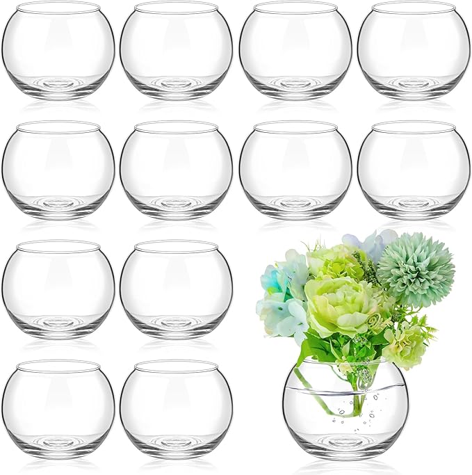 12 Pcs Fish Bowl Bubble Vase Bulk,3.5" h X 3.94" w
