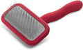 Chris Christensen Mark II Slicker Brush, Groom Like a Professional, Stainless Steel Pins, Lightweight Beech Wood Body, Ground and Polished Tips, Red Small