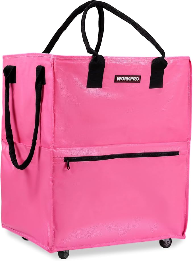 WORKPRO Large Rolling Grocery Bag, 36-Gallon Rolling Tote with 5 Wheels | Reusable Grocery Bag on Wheels, Holds Up to 110 lbs, Heavy Duty Rolling Tote for Groceries, Laundry, Moving & Storage
