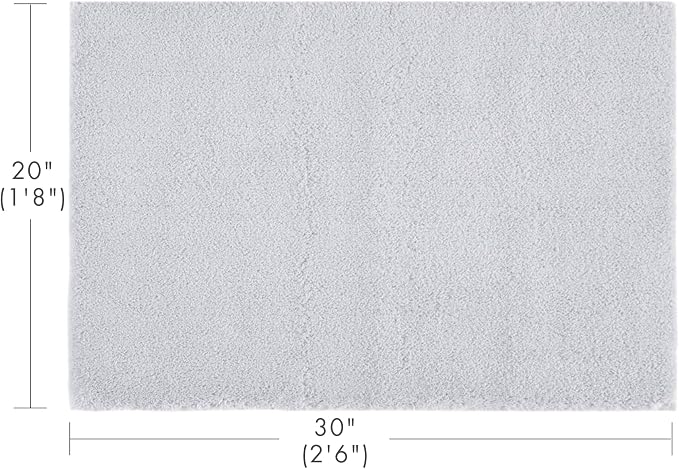 Madison Park Marshmallow Bathroom Rug Non Slip, Luxrurious Plush Bath Mat, Absorbent, Quick Dry, Spa Design Bath Room Décor, 20x30, Silver