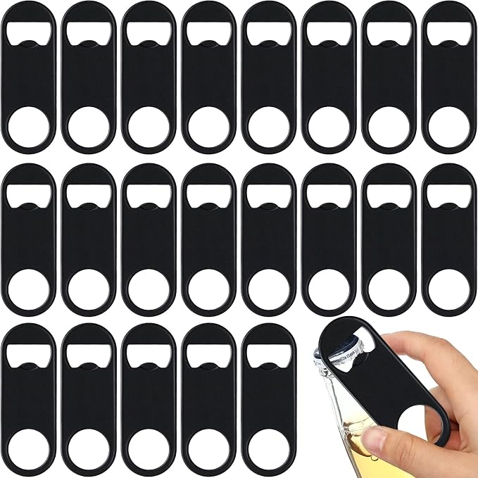 50 Pcs Bottle Openers Stainless Steel Flat Bottle Opener Bulk 3.4 x 1.3 Inches Bartender Beer Key Soda Can Mini Speed for Kitchen, Bar or Restaurant