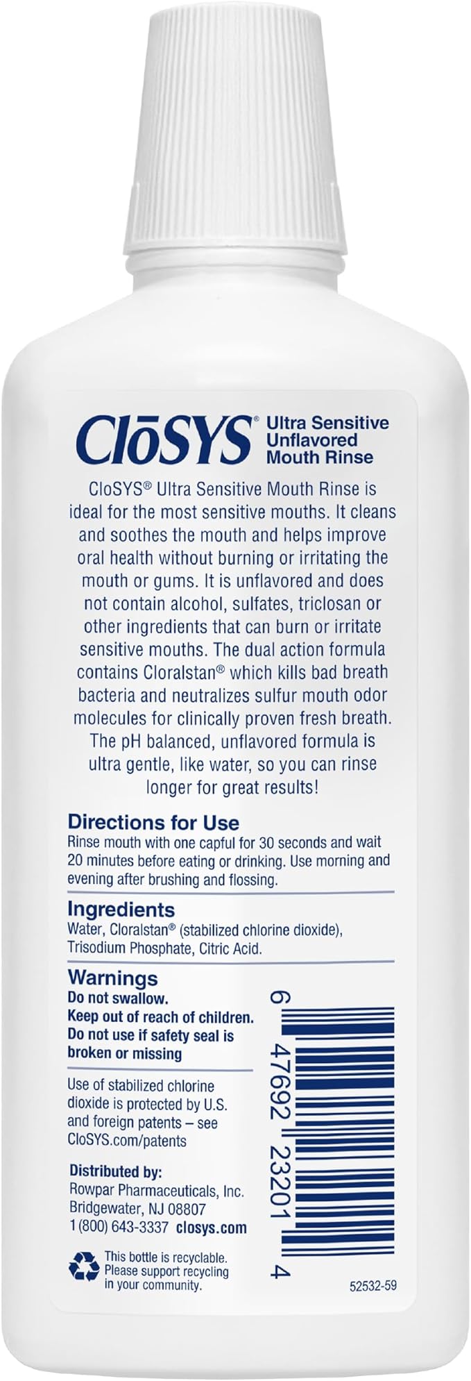 CloSYS Ultra Sensitive Mouthwash, 32 Oz, Alcohol Free Mouthwash, Unflavored Mouth Wash, Dye Free, pH Balanced, Helps Soothe Entire Mouth (Pack of 12)