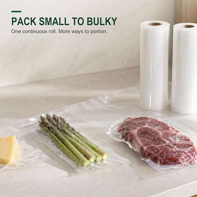 MAGIC SEAL Vacuum Sealer Bag Rolls for Food, 10 in x 50 ft, 2 Rolls | BPA-Free Nylon-PE, 4 mil Textured Side, Commercial Grade, Cut to Size for Freezer Storage, Sous Vide and Meal Prep