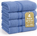 LANE LINEN 100% Cotton 4 Pack Bath Towels (28"x54") - Zero Twist, Mercerized Cotton Bathroom Towels Set - Quick Dry, Soft & Absorbent Large Bath Towels - Machine Wash in Cold Water - Cerulean Blue