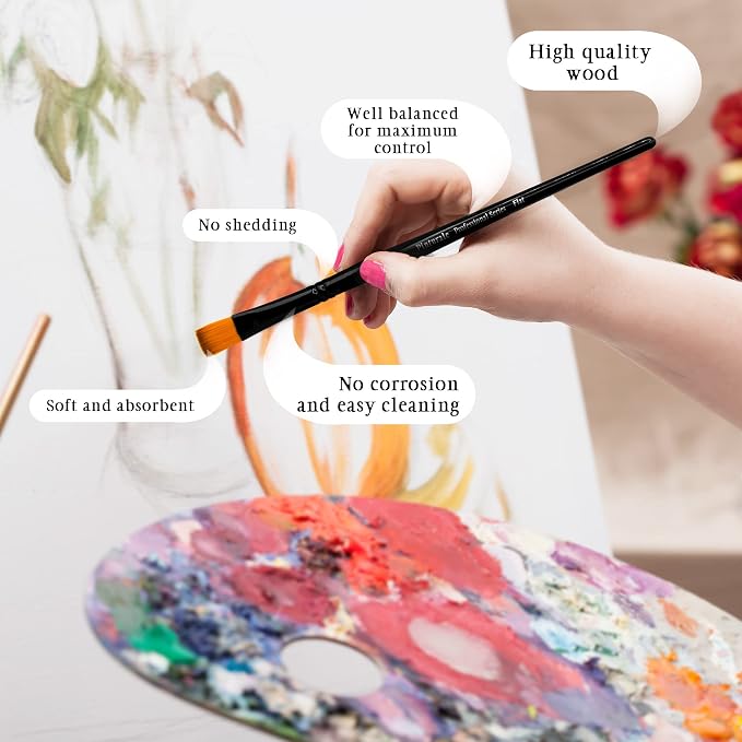 Pinturale Arts Set of 12 Acrylic Paint Brushes Professional | Acrylic & Oil Masters | Oil Painting Brushes | Handmade Paint Brush Set for Acrylic Painting