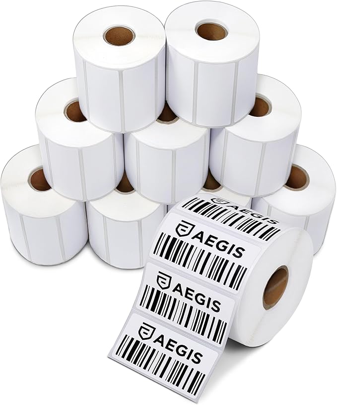 Aegis Adhesives - 2.625" X 1" Direct Thermal Labels (15600 Count, 12 Rolls) - FNSKU Labels, Barcode Stickers, Inventory Identification - Compatible with Zebra and Rollo Printers