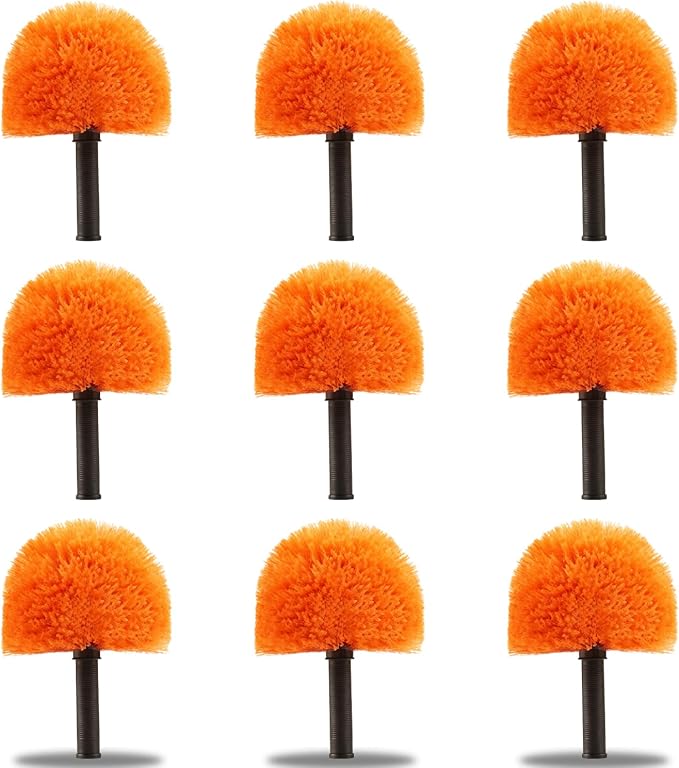 9pcs Screw on Webster Cobweb Duster Head for Pole | Spider Web Remover Brush | Cobweb Duster Head Attachment | Fits Standard 3/4 inch Threaded Poles (Orange)