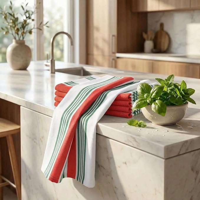 Urban Villa Kitchen Towels Cotton Dish Towels 20”x30” (Set of 6) Christmas