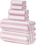REDKISS Ultra Soft Bath Towel Set 6-Piece 35"x70" | 100% Microfiber, Highly Absorbent | Quick Dry Towels for Bathroom, Spa, Gym | 2 Bath, 2 Hand, 2 Washcloths | Pink