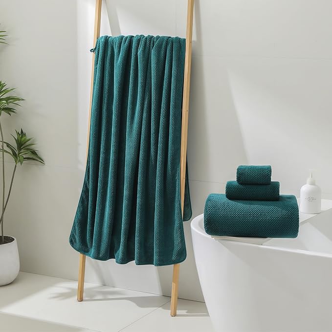 YTYC 39x78 Bath Sheets,Towels for Bathroom,Teal,2-Pieces | Extra Large Bath Towels, Super Soft,Highly absorbent,Hanging Loop,Quick Drying,Light Weight,80% Polyester
