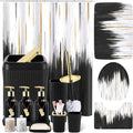 32PCS Bathroom Sets with Shower Curtain and Rugs-Purple Bathroom Accessories,Non Slip Bathroom Rugs Set with Toilet Lid Cover, Waterproof Shower Curtain, 3PC Soap Dispenser with Trash Can
