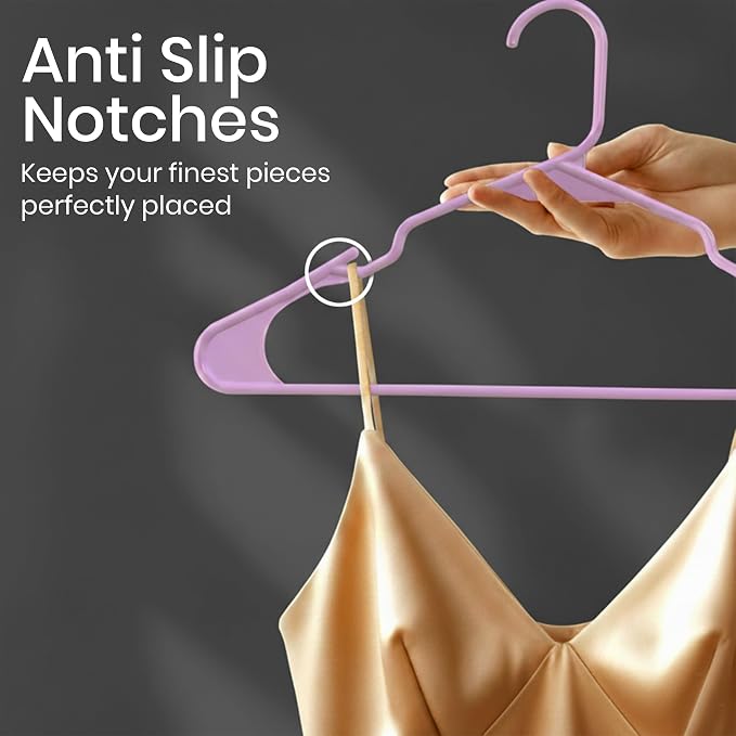 Utopia Home Plastic Hangers 50 Pack – Space Saving Clothes Hanger Pink | Durable & strong | Closet organizer & storage | Ideal for apartments, dorms & stocking stuffers