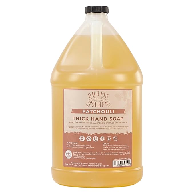 Adams Handmade Soap Thick Organic Castile Liquid Hand Soap 1 Gallon Refill - Patchouli