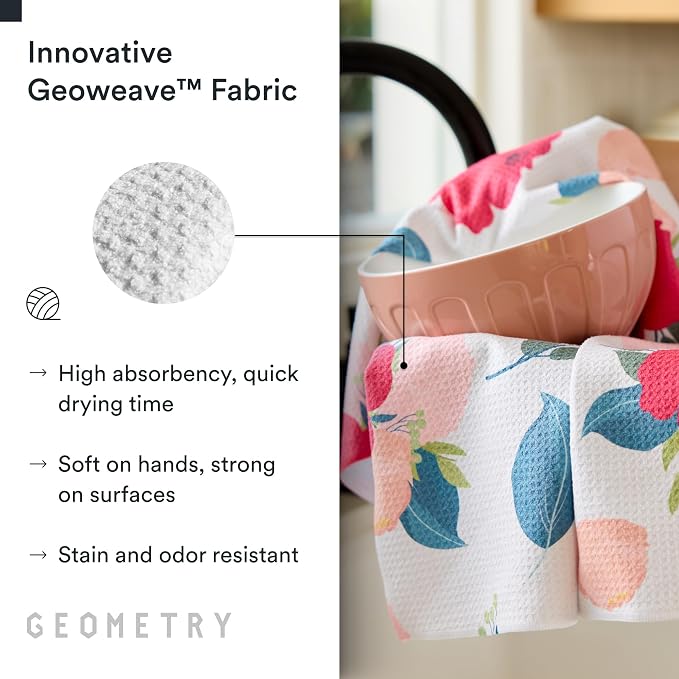 GEOMETRY Kitchen Tea Towels - Quick Dry Microfiber Dish Towels for Kitchen Roses for You, 18" x 30" 2-Pack