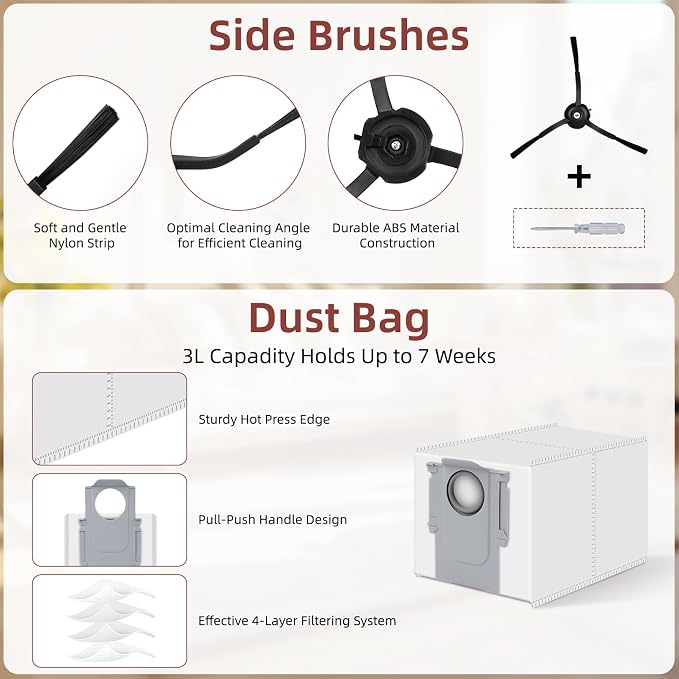 28 Pack S8 MaxV Ultra Accessories Compatible with Roborock S8 Max Ultra and MaxV Ultra Robot Vacuum,Main Brushes,Dust Bags,Mop Cloths,Edge Mop Cloths,Filters,Side Brushes,Self-Main Brush