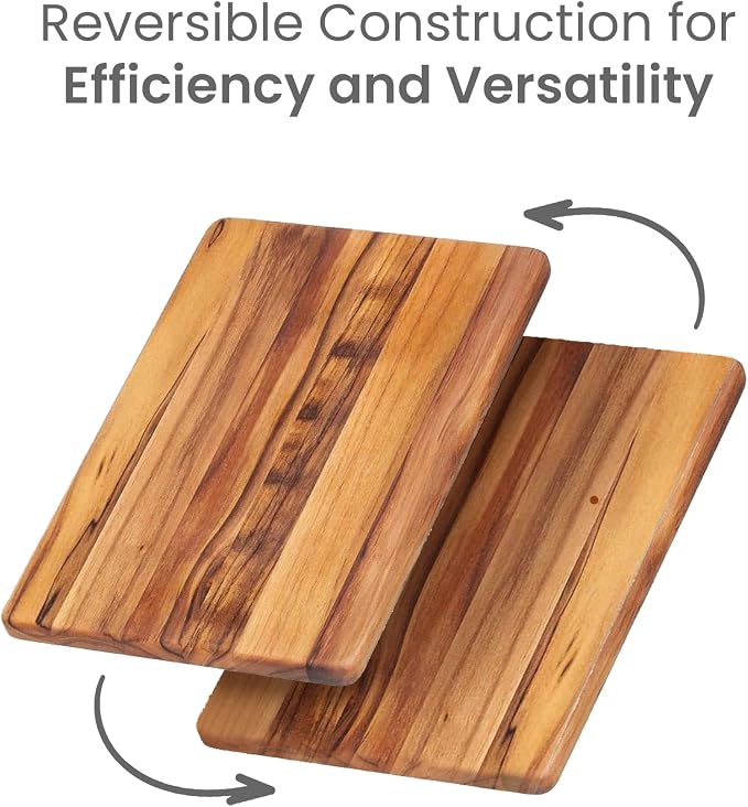 Teakhaus Teak Wood Cutting Board Set of 2 - Small and Large Teak Cutting Boards - Holiday Gift Ideas for Men and Women - Gift-Ready, Reversible, Edge Grain, Knife Friendly - FSC Certified