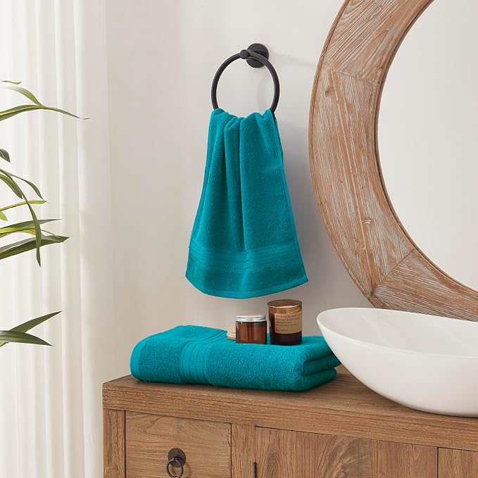 COZYART Luxury Bath Towel Set 3 PCS, Teal 100% Turkish Cotton 650 GSM | OEKO-Tex 100 Certified Zero Twist Ring Spun, Soft Absorbent Quick Dry, Plush Fluffy, Breathable Hotel Quality for Daily Use