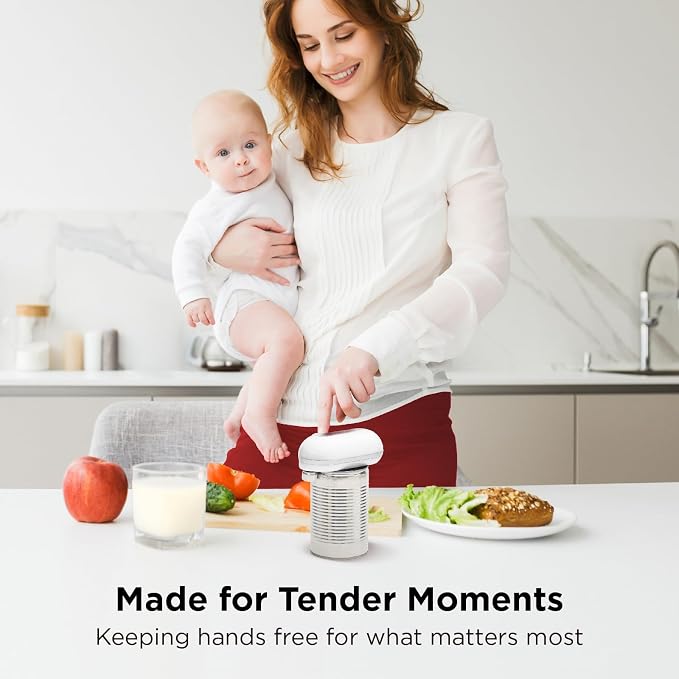 Kitchen Mama Mini Plus Rechargeable Electric Can Opener, White | USB-C Charging, Hands-Free Auto Stop, Cordless Smooth Edge, Compact for Travel, Perfect for Seniors with Arthritis