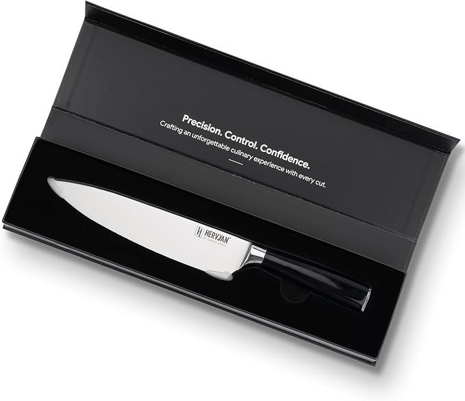 Chef Knife, 8 Inch High Carbon Stainless Steel Sharp Kitchen Knife with Ergonomic Pakkawood,Gift Box for Family & Restaurants 8-Inch Chef Knife, High-Carbon Stainless Steel Kitchen Knife