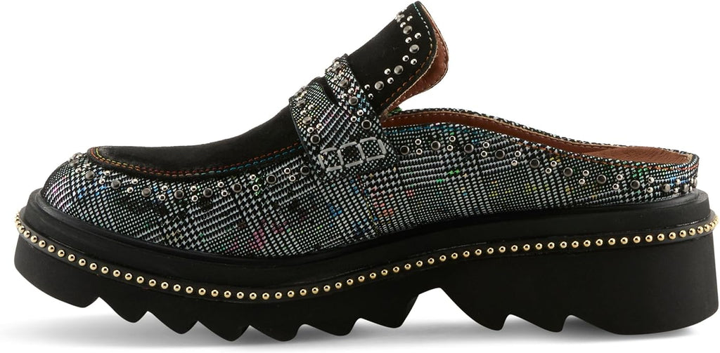 Spring Step L'Artiste Women's Clogona | Leather and suede upper with studded trim, slide-on closure, microsuede lining and insole, and polyurethane outsole