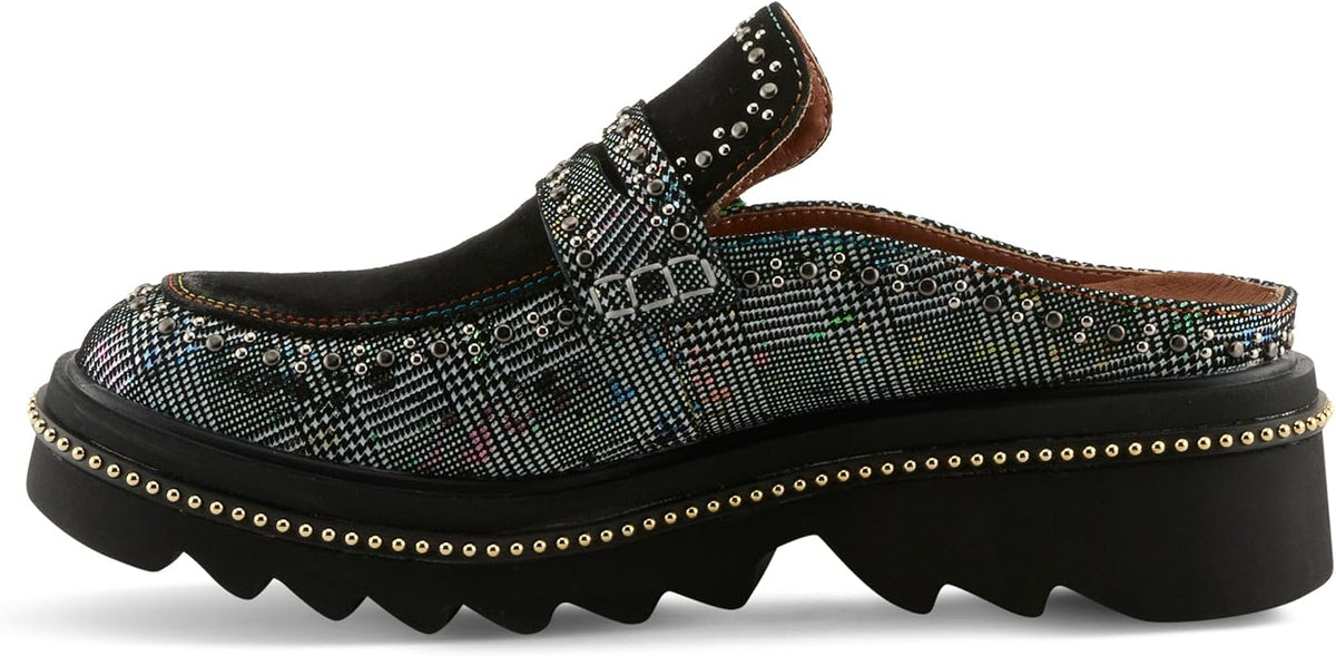 Spring Step L'Artiste Women's Clogona | Leather and suede upper with studded trim, slide-on closure, microsuede lining and insole, and polyurethane outsole