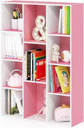 Furinno LUDER Book Shelf, 11-Cube Bookshelf, Reversible Bookcase, 9.4 x 29.1 x 41.7, Easy Assembly, for Living Room, Bedroom, Home Office, White/Pink