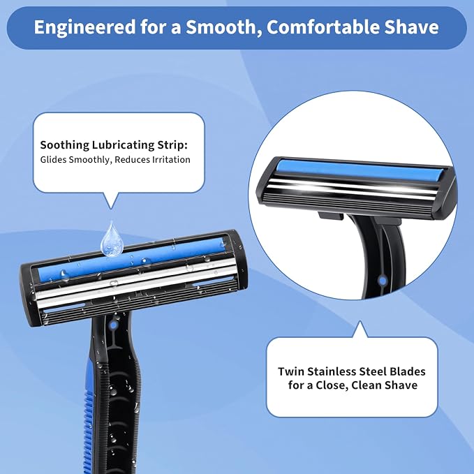 120 Pack Disposable Razors Bulk for Men with Shaving Cream, Shaving Kit for Men, Homeless Supplies Bulk, Individually Wrapped Twin Blade Razors Travel Cream for Hotel Airbnb Shelter Camping
