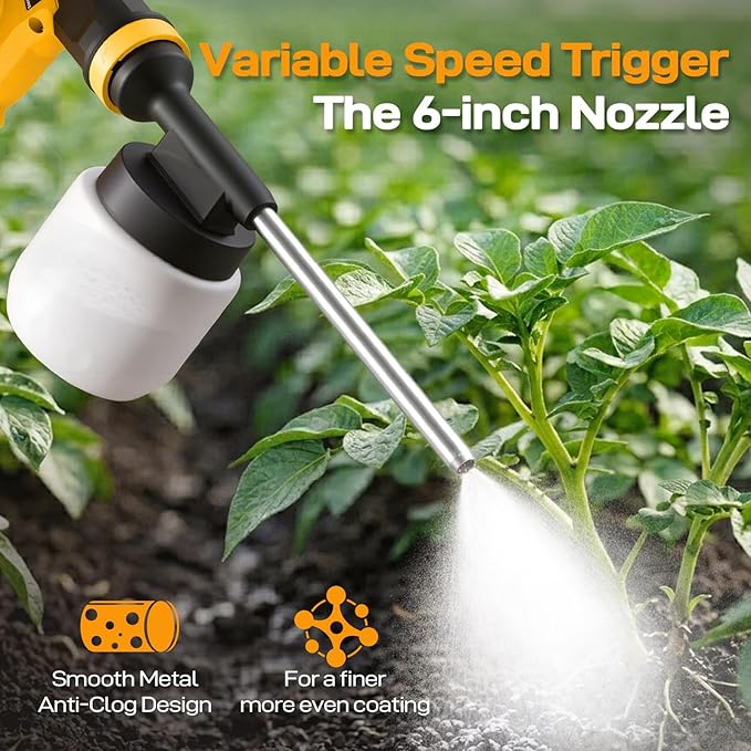 Electric Diatomaceous Earth Duster Compatible for DeWalt 20V/60V Battery, Garden Dust Applicator with 800mL Capacity｜Variable Speed, 3 in 1 Diatomaceous Earth Spray/Blower/Vacuum Cleaner (NO Battery)