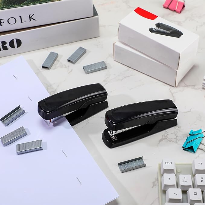 Desktop Stapler School College Office Supplies Portable Durable Staplers for Desk Accessories Heavy Duty Stapler with 25 Sheet Capacity for Home Classroom Office Teacher (Black, 30 Pcs)