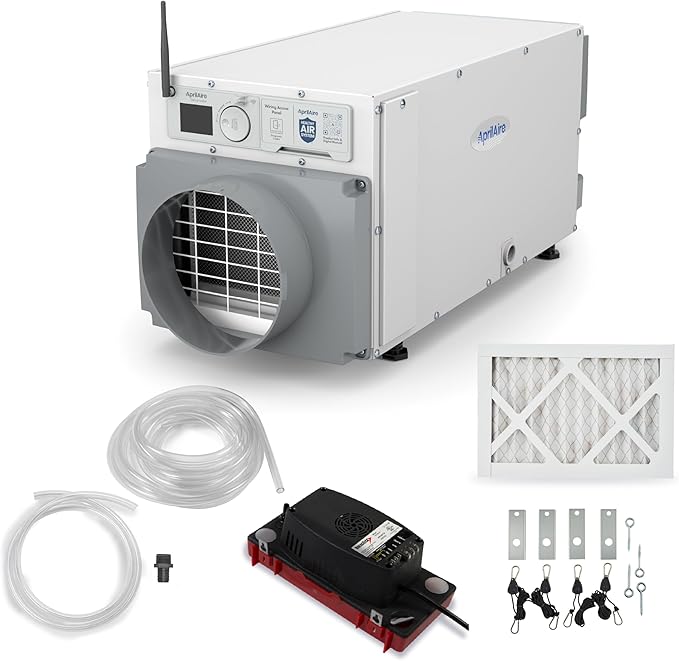 AprilAire E070W Smart Wi-Fi Crawl Space Dehumidifier, 70-Pint Commercial Whole-House Dehumidifier for Basement, Crawlspace & Home up to 2,200 Sq. Ft. with Pump, Drain Hose, Hanging Kit, MERV 11 Filter