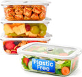 Non-Toxic Glass Food Containers with Lids, 4-Pack, 21 oz, Airtight, Gray | Plastic & BPA free. Glass body, glass lid & platinum silicone seal. Airtight & leakproof. Freezer & microwave safe.