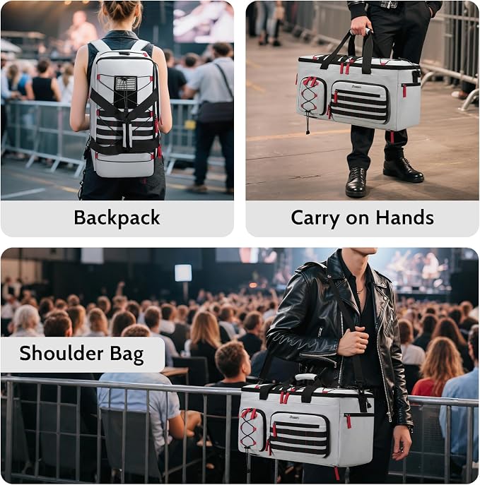 DJ Cable Gig Bag for Equipment, DJ Cable Organizer Backpack with Detachable Dividers and Padded Bottom, DJ Mixer Bag for Music Gear Accessories with 15.6'' Laptop Compartment (Grey)