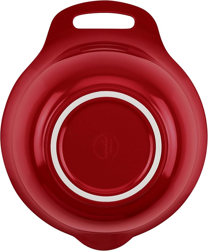 Rachael Ray Tools and Gadgets Nesting / Stackable Mixing Bowl Set with Pour Spouts and Handle - 4 and 5 Quarts, Red and Gray