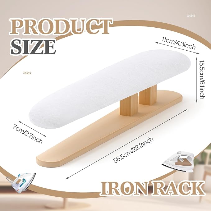 DoubleFill Padded Sleeve Ironing Board 57x13cm Tabletop Sleeves & Chest Tailor Ironing Board with Long Wooden Base for Tailor Dress Forms Household, Laundry Rooms, Travel Use, White