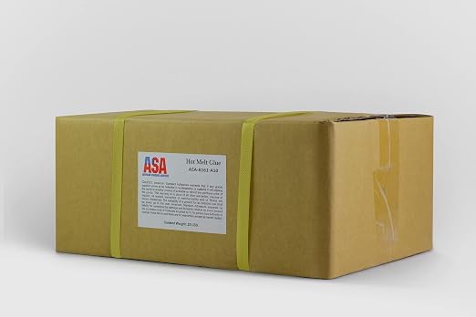 ASA Full Size Hot Glue Sticks 7/16" x 10", 10 lb Box, 189 Ct | High-strength, fast-setting hot glue sticks for industrial packaging and woodworking. 10 lb box, 189 sticks.