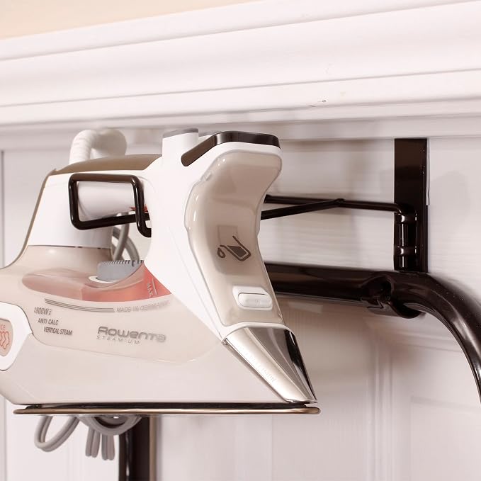 Household Essentials Over‑The‑Door Steel Top Ironing Board with Scorch‑Resistant Cotton Cover, Bronze Color