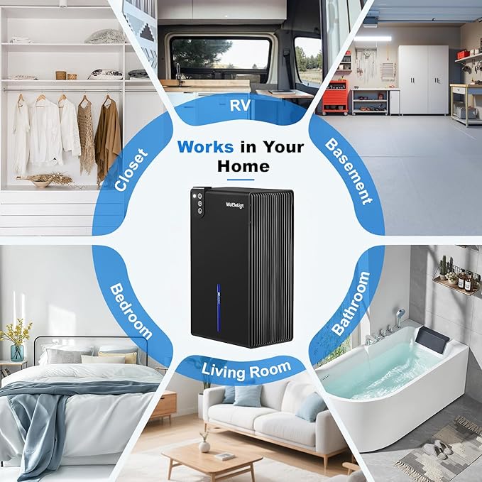 98 OZ Small Dehumidifier for Home 1000 Sq Ft, Quiet Dehumidifier with Drain Hose, Auto Shut-Off, Sleep Mode, 7-Color Light for Basement, Bedroom, Bathroom, Closet, RV (Pure Black)