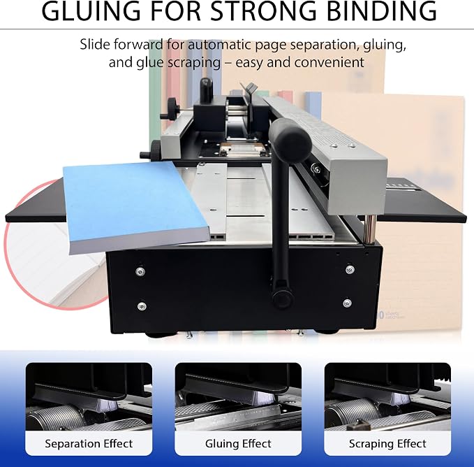 110V Manual Hot Glue Binder, A4 Hot Melt Binding Machine with Dual Rollers for Strong Bond, Thermal Book Binder 1.57" Thickness 200 Books/H for Small Business Home Office Print Shop