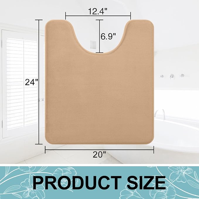 Smiry Memory Foam Toilet Rugs U-Shaped 24x20, Extra Soft Absorbent Non-Slip Contour Bathroom Rugs, Machine Washable Bath Mats for Toilet, Camel