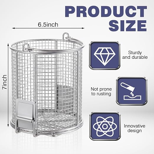 1 Pcs 1/4″ Mesh 2 Gallon Dip and Drain Stainless Steel Part Cleaning Strainer Basket for Buckets Swing Handle for Mechanics Auto Parts Washing Garage Shop & Home Workshop, Bucket Not Included