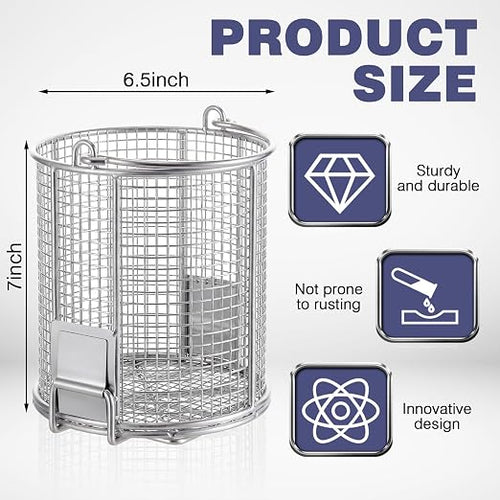 1 Pcs 1/4″ Mesh 2 Gallon Dip and Drain Stainless Steel Part Cleaning Strainer Basket for Buckets Swing Handle for Mechanics Auto Parts Washing Garage Shop & Home Workshop, Bucket Not Included