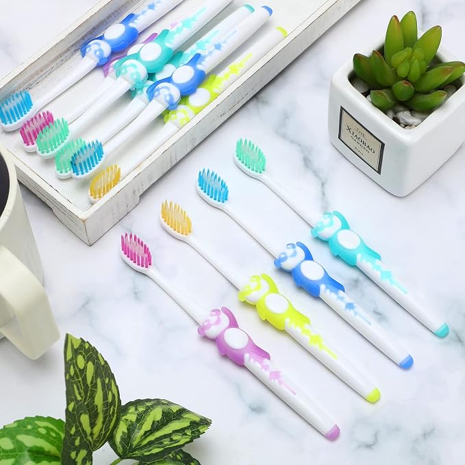 Bokon 300 Pcs Bulk Kids Toothbrushes Soft Bristles Toddlers Cute Toothbrush with Cover & Individually Wrapped Easy Grip Handle for Children Toddler Home School Daycare Camp