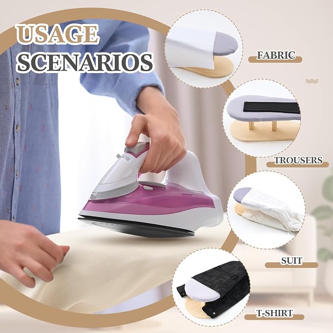 DoubleFill Padded Sleeve Ironing Board 57x26cm Tabletop Sleeves & Chest Tailor Ironing Board with Long Wooden Base for Tailor Dress Forms Household, Laundry Rooms, Travel Use, Gray